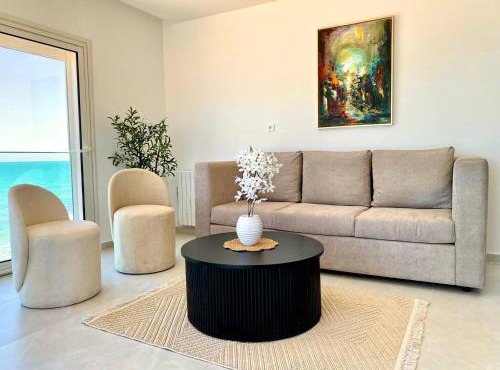 Elegant Beachfront Apartment in La Marsa with Panoramic Sea Views